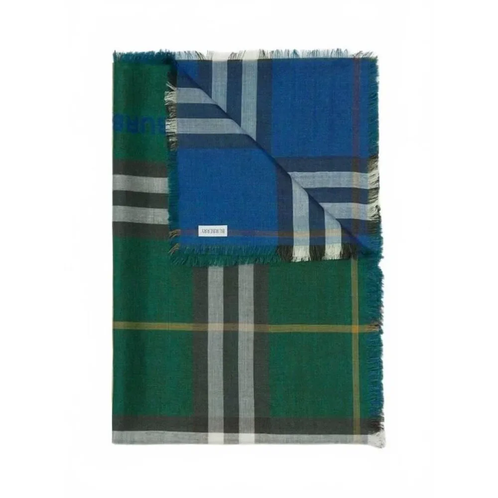Reversible Checkered Wool Silk Scarf Check